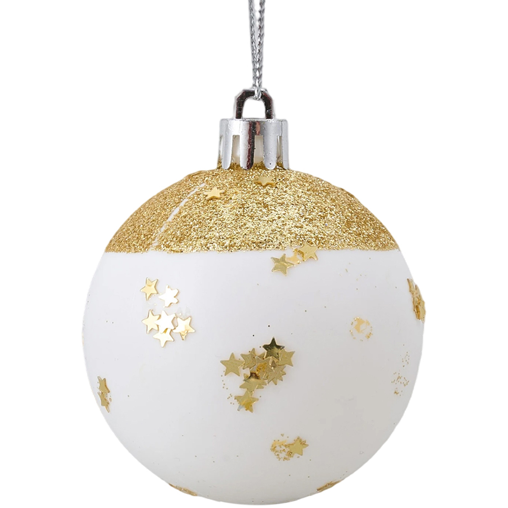 Living and Home White and Gold Christmas Tree Decoration Ornaments 40 Pack Image 2