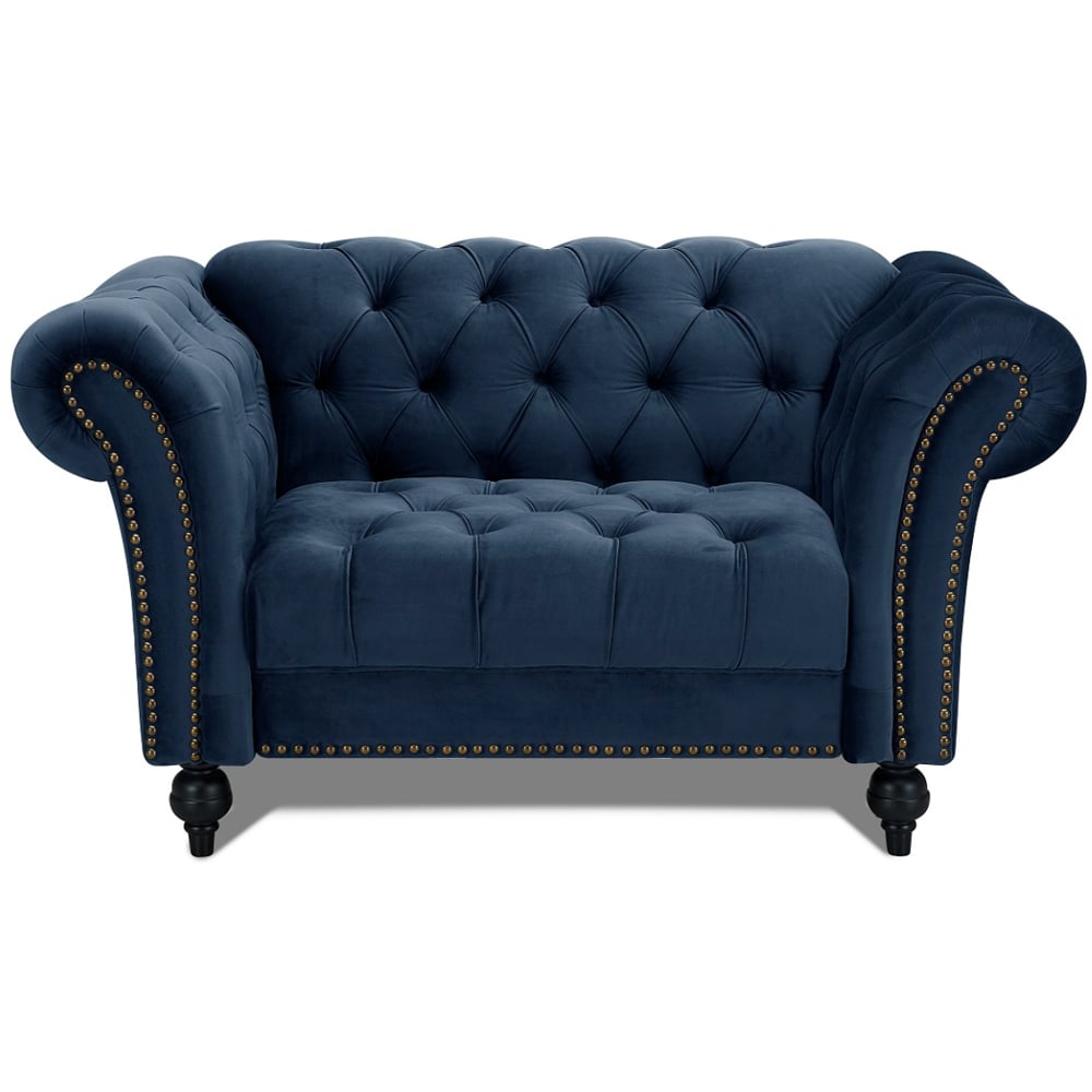 Home Detail Mayfair Midnight Blue Velvet Curved Sofa Chair Image 3
