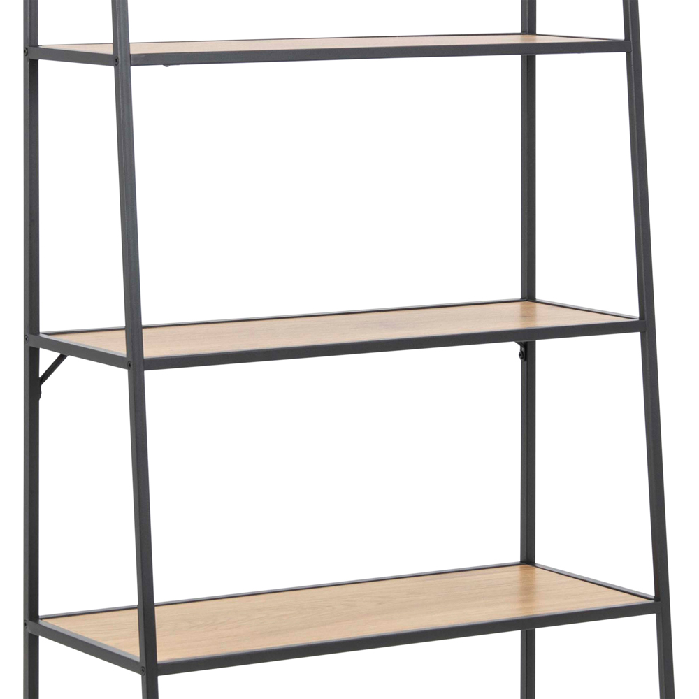 Florence Seaford 5 Shelf Oak and Black Metal Ladder Bookcase Image 6