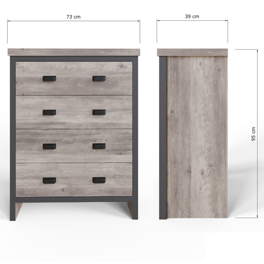 GFW Boston 4 Drawer Grey Chest of Drawers Image 9