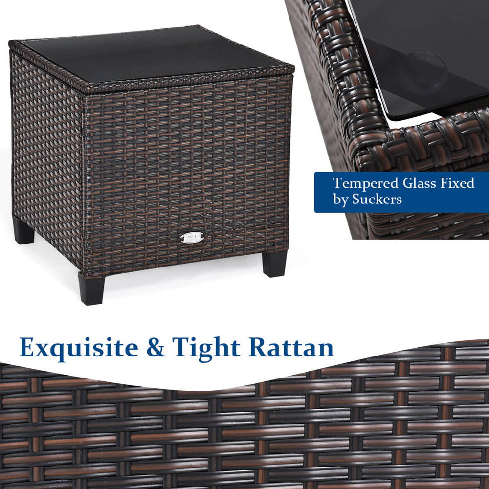 Costway 2 Seater Rattan Patio Bistro Set Navy Image 8