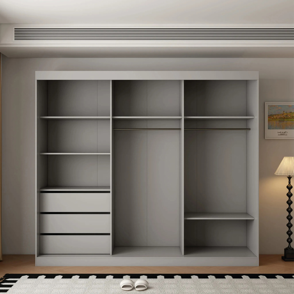ARTESA Berlin 3 Door Grey Mirrored Sliding Wardrobe 250cm Image 3