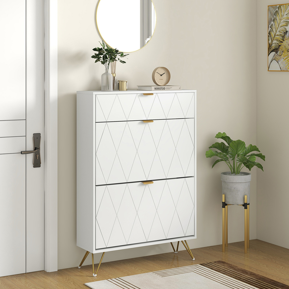 Portland 3 Flip Door Shoe Storage Cabinet Image 4