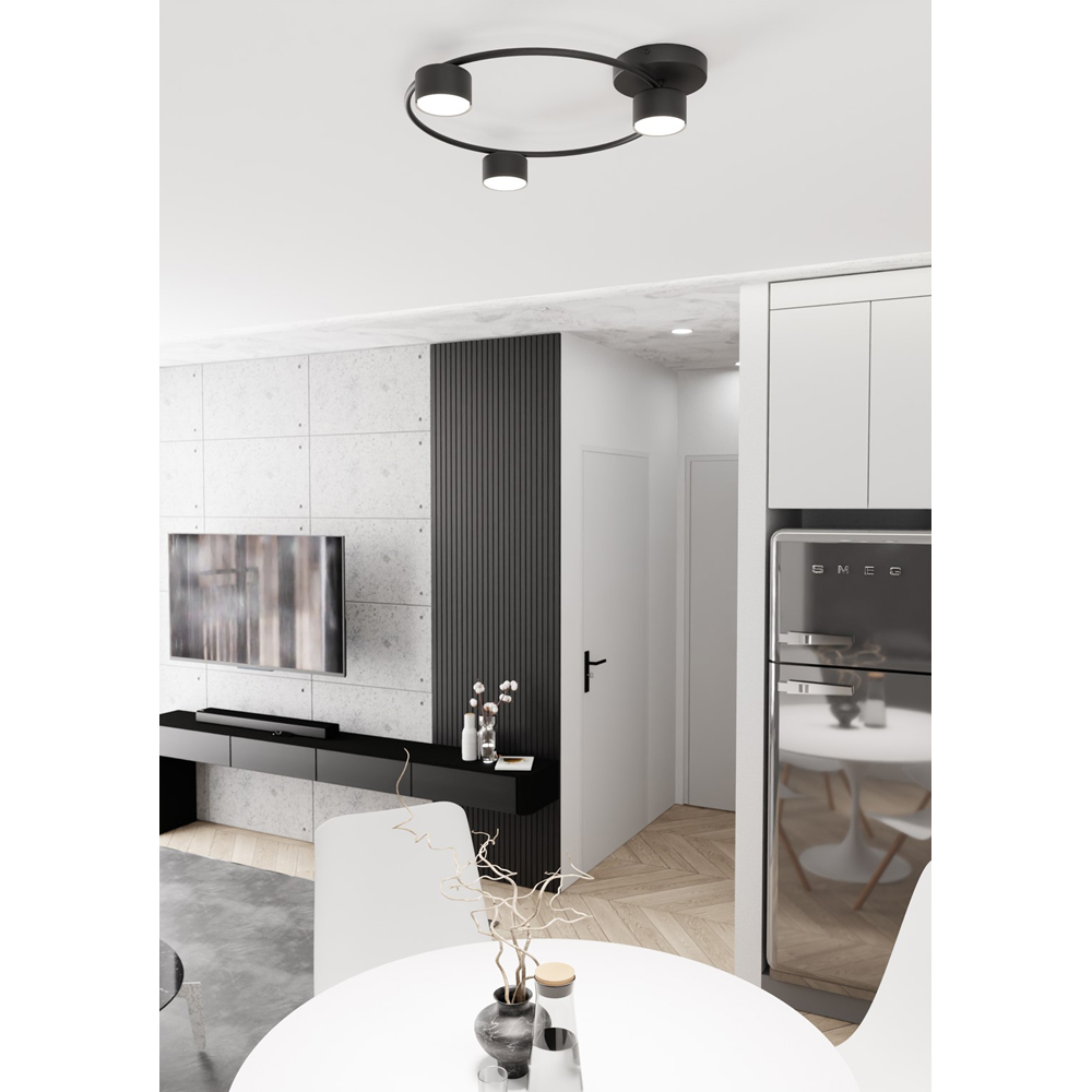 Emibig Lucio 3 Light Ring Design Black Ceiling Lamp Image 4