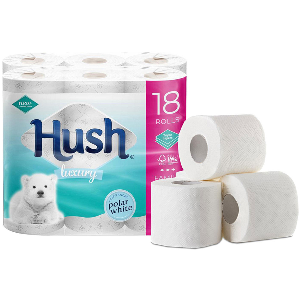Hush Luxury White Scented Core Toilet Paper 72 Rolls 3 Ply Image 3