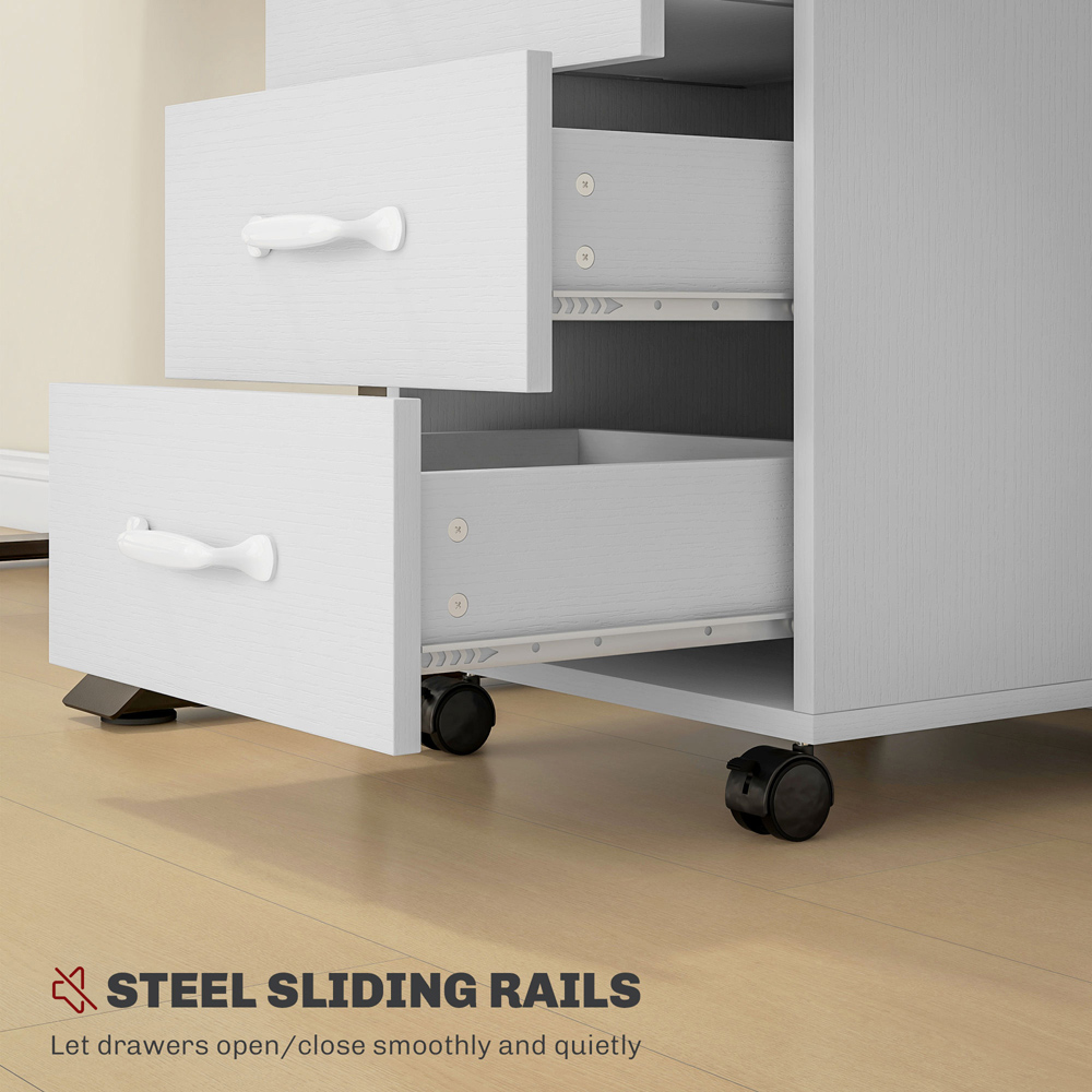 Portland White 3 Drawer Under Desk Mobile Filing Cabinet Image 7