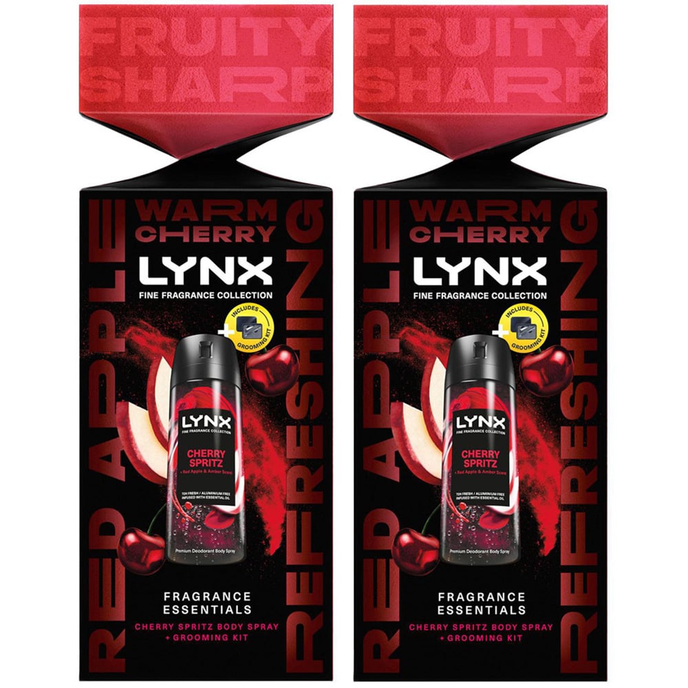 Lynx Fine Fragrance Cherry Spritz Scent Bodyspray with Grooming Kit Gift Set 2 Pack Image 1