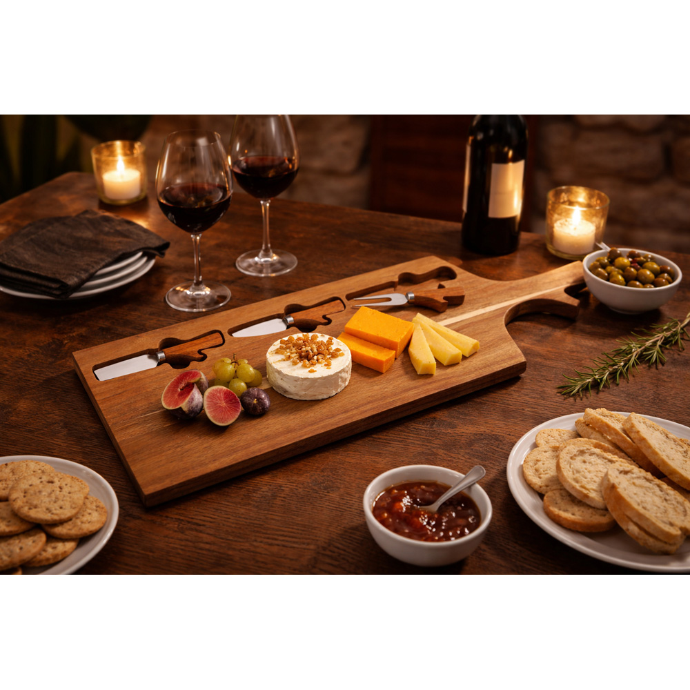 Avilo Wooden Cheese Board with 3 Cutters Image 4