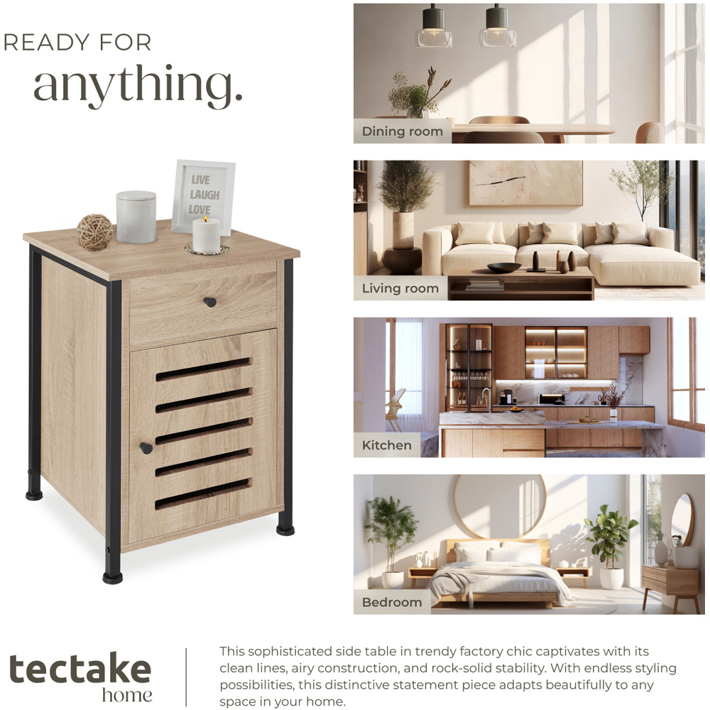 Tectake Waterford Single Door Single Shelf Sonoma Oak Bedside Table Image 7