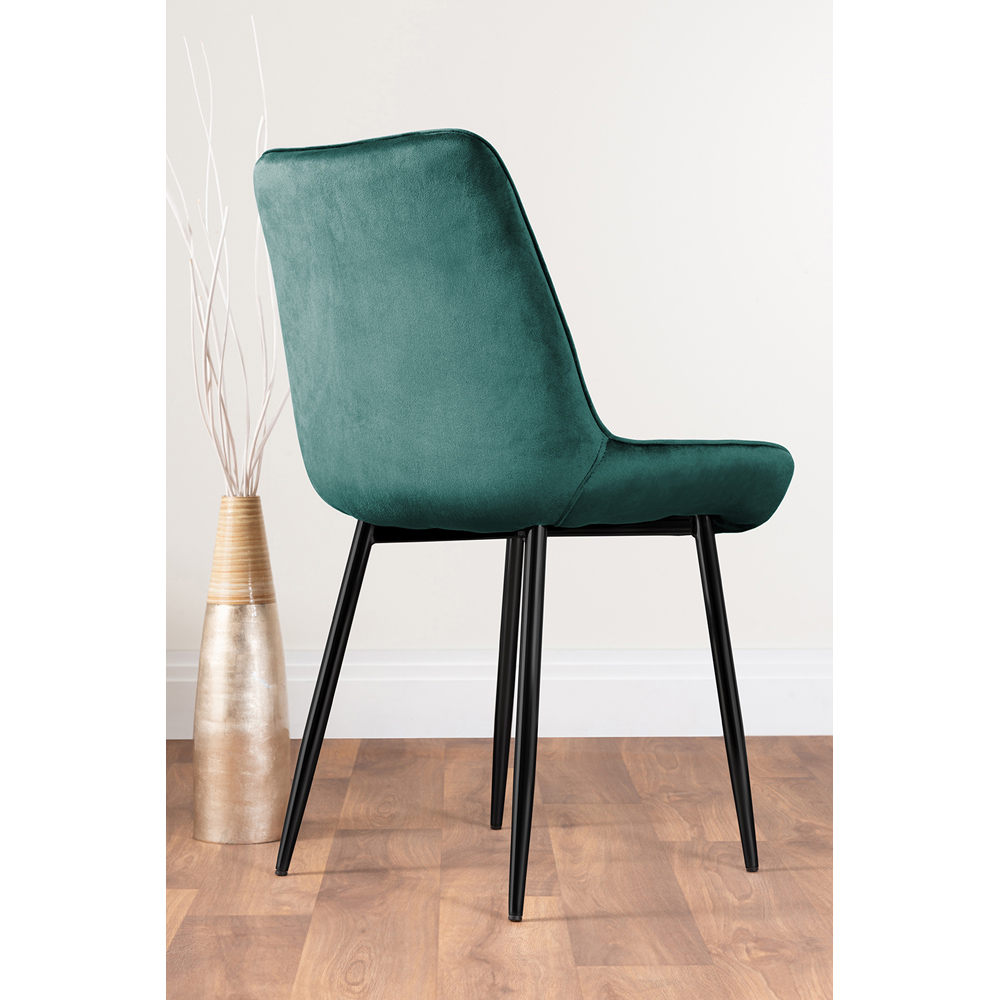 Furniturebox Cesano Set of 2 Green and Black Velvet Dining Chair Image 4