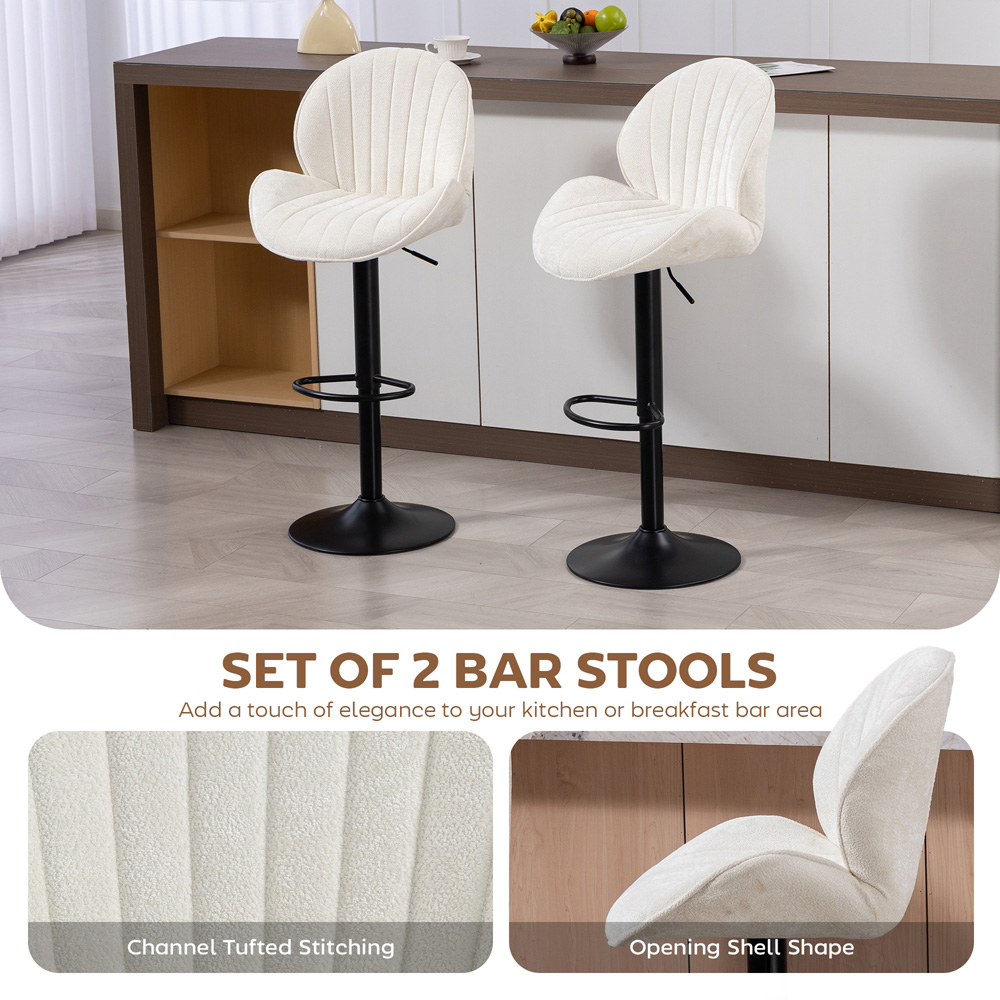 Portland Cream Chenille Swivel Bar Stools Set of 2 Image 7
