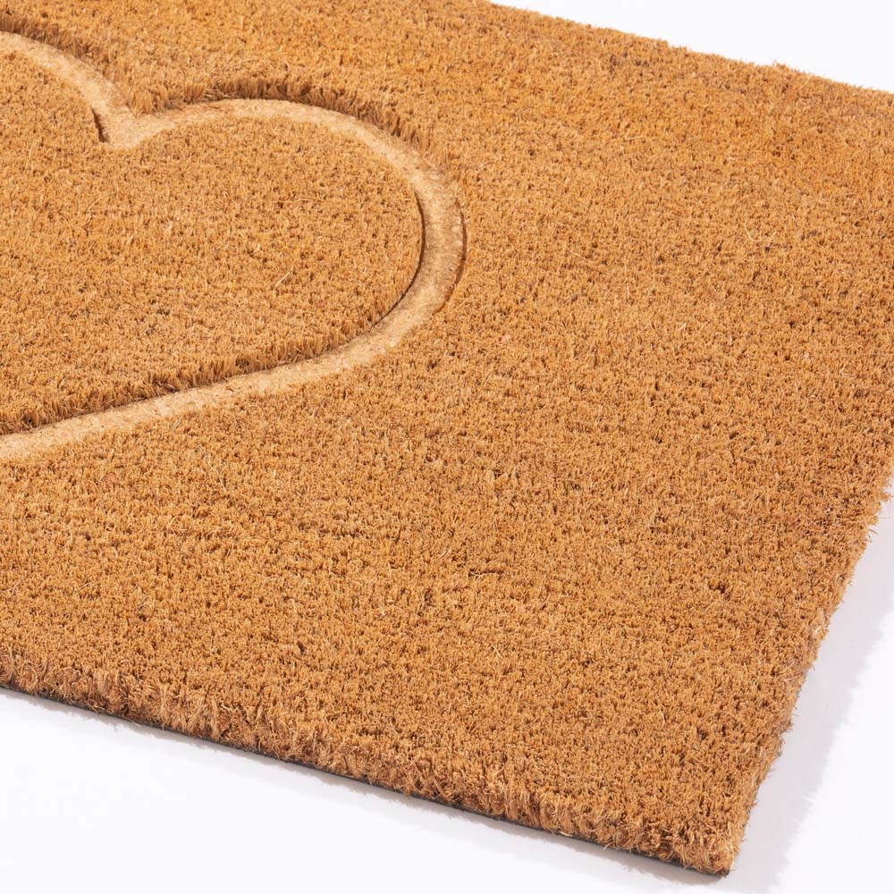 Astley Natural Embossed Heart Coir Doormat 40 x 60cm Image 4