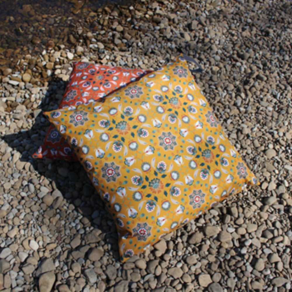 furn. Folk Flora Ochre Floral Outdoor Floor Cushion Image 2