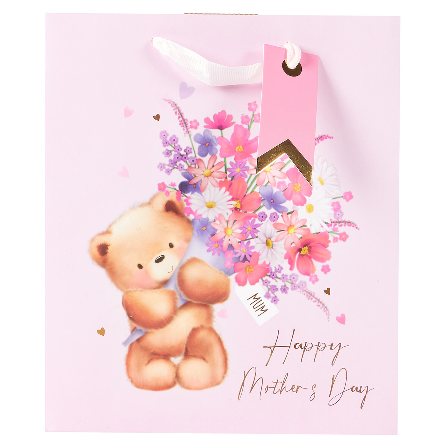 Mothers Day Cute Bear Medium Gift Bag - Pink Image 3