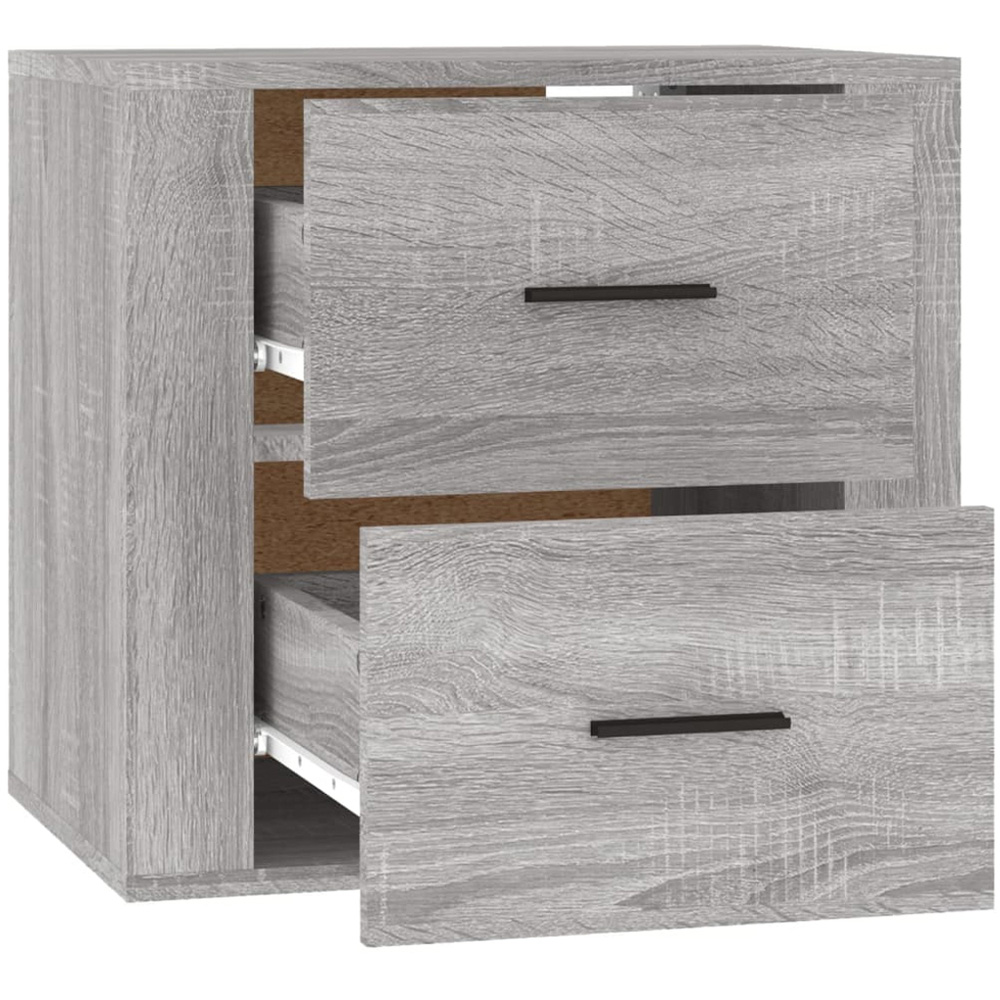 vidaXL 2 Drawer Grey Sonoma Oak Wall Mounted Bedside Table Image 4