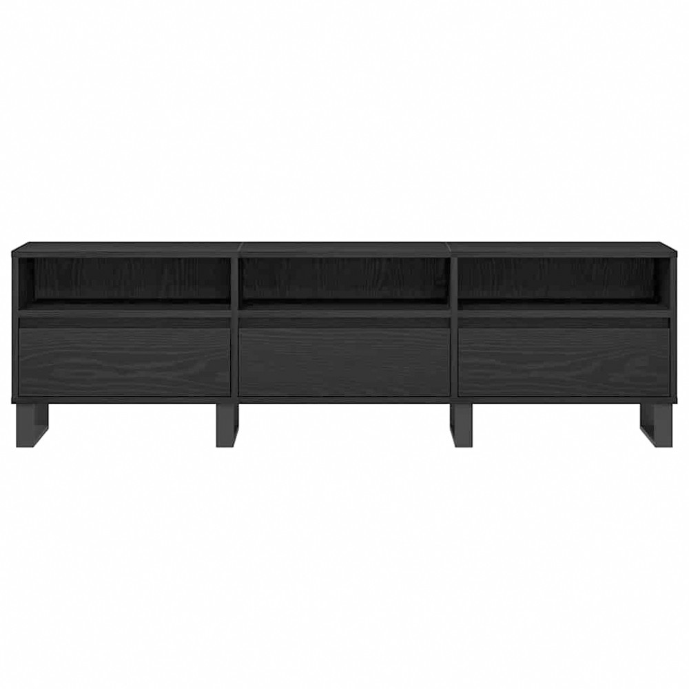 vidaXL 3 Door 3 Shelf Black Oak TV Stand Image 7