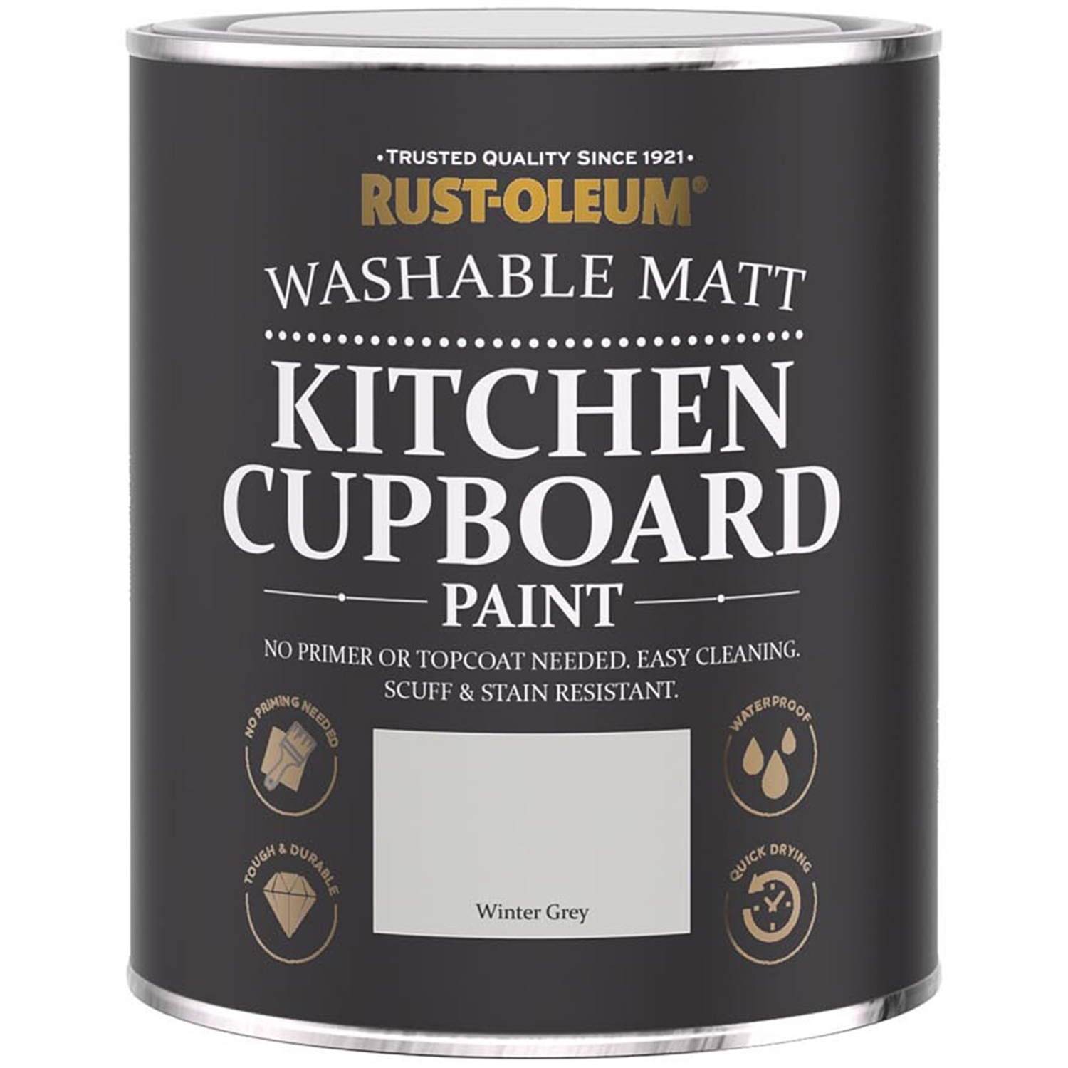 Rust-Oleum Winter Grey Kitchen Cupboard Paint 750ml Image 2
