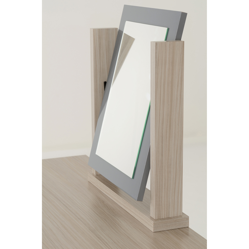 Seconique Nevada 4 Drawer Gloss Grey and Light Oak Veneer Dressing Table Set with Mirror Image 4