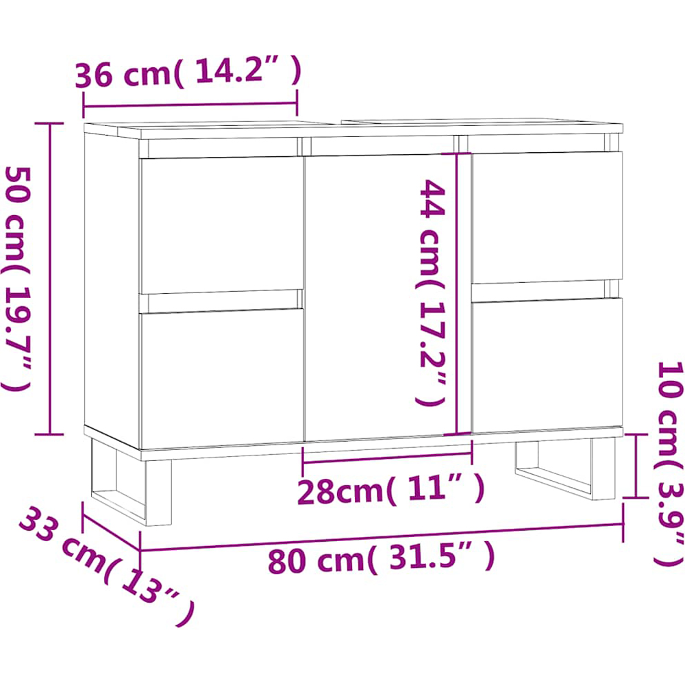 vidaXL Single Door 4 Drawer White Bathroom Cabinet Image 6