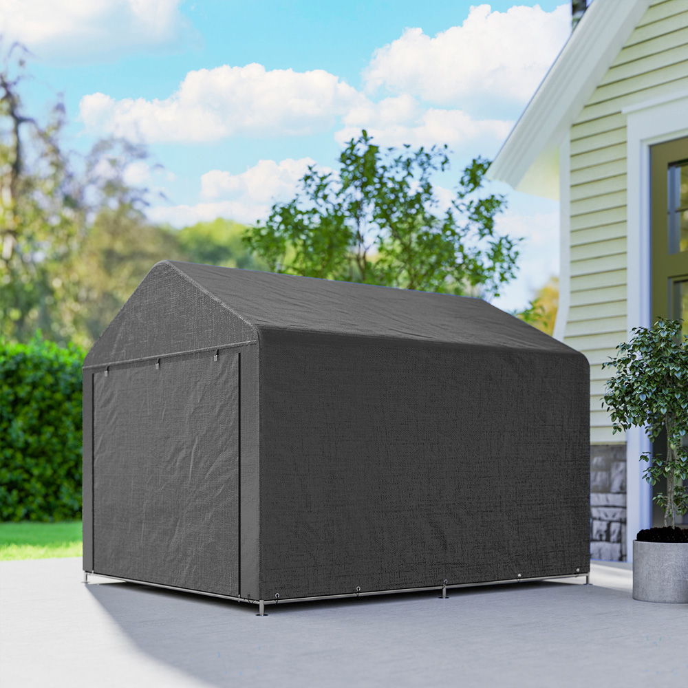 Outsunny 6.6 x 7.8ft Dark Grey Garden Bike Storage Shed Image 4