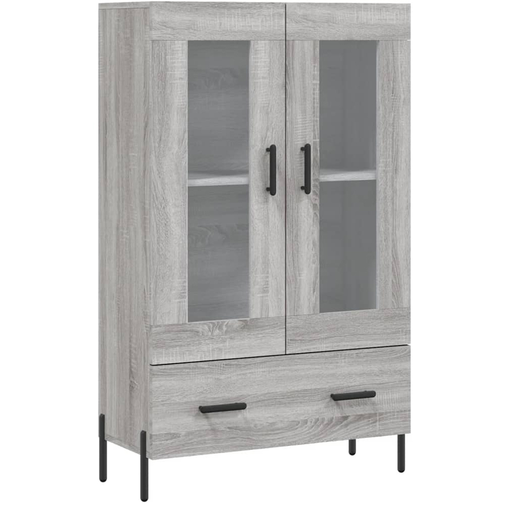 vidaXL 2 Glass Door Single Drawer Grey Sonoma Highboard Image 2