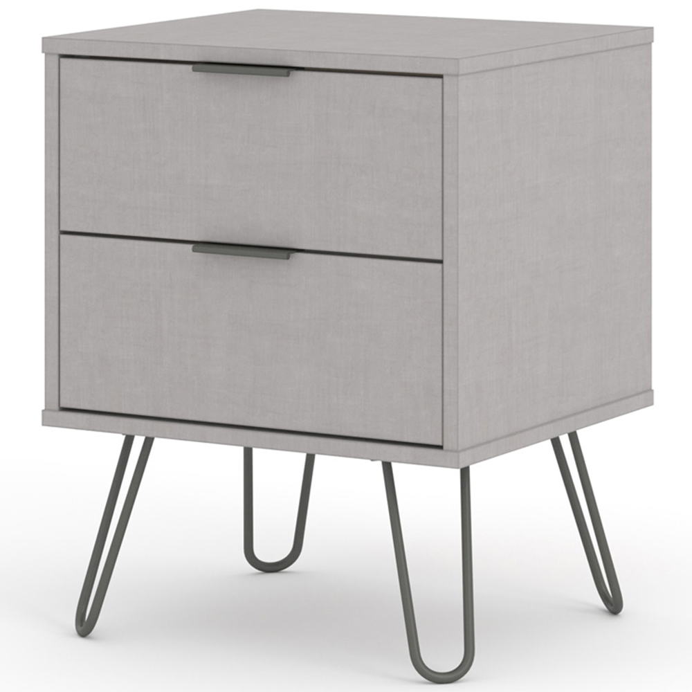 Augusta 2 Drawer Grey Bedside Table Image 2