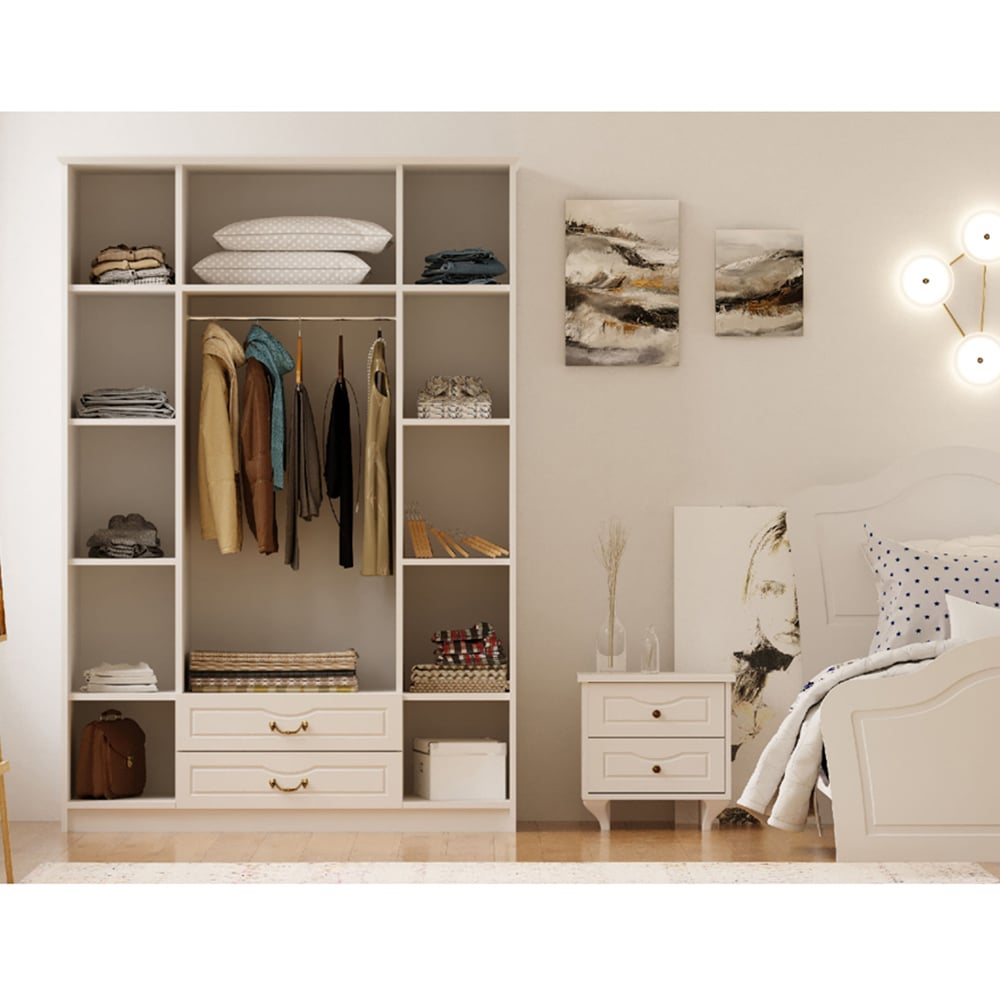 Evu ANNE 4 Door 2 Drawer White Mirror Wardrobe Image 4