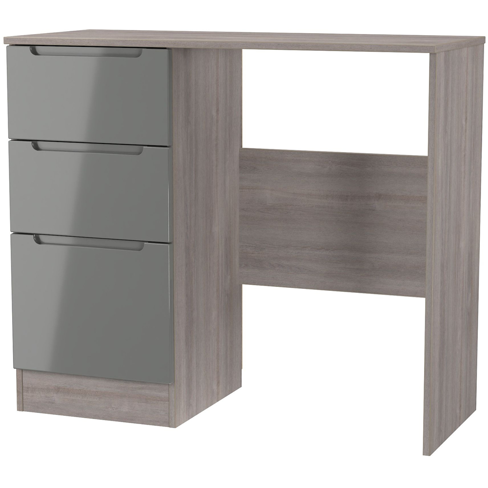 Crowndale Milan 3 Drawer Grey Gloss and Grey Oak Dressing Table Ready Assembled Image 4