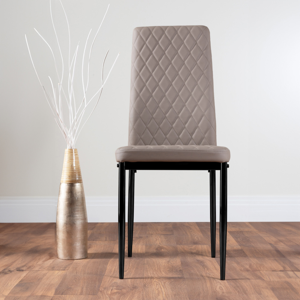 Furniturebox Copeland Valera Marble Effect 6 Seater Dining Set White Cappuccino and Black Image 4