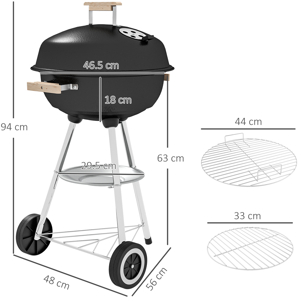 Outsunny Black Round Portable Kettle Charcoal BBQ Grill Image 9
