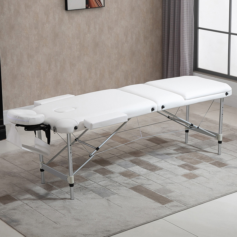 Portland White Aluminium PVC Portable Massage Table Image 1