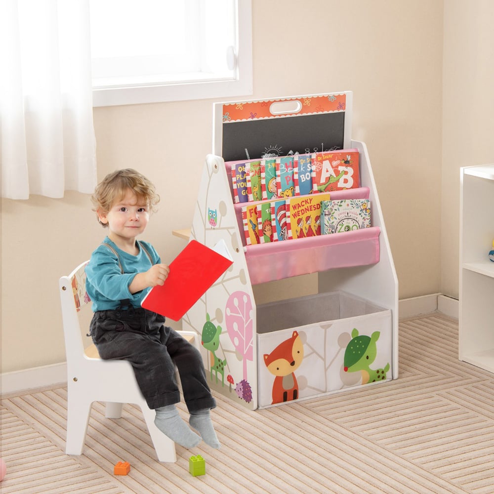 Costway White Double Sided Kids Art Easel and Play Station Image 2