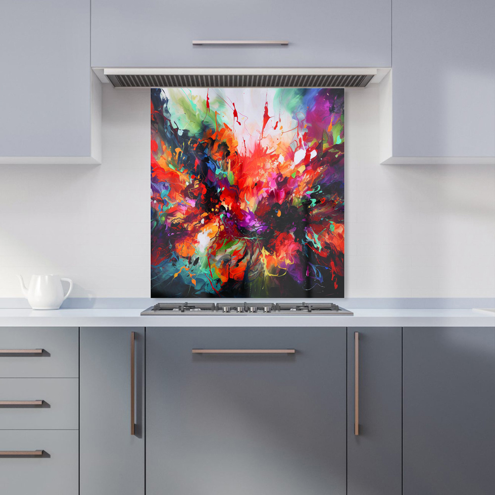 Warren Reed Designer Vibrant Abstract Painting Of Halloween Glass Kitchen Splashback 65 x 60cm Image 1