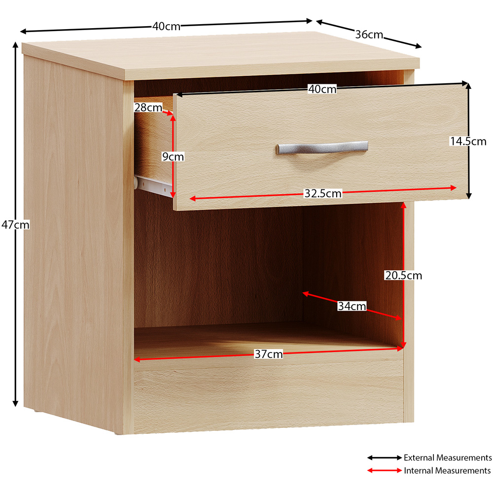Vida Designs Riano Single Drawer Pine Bedside Table Image 8