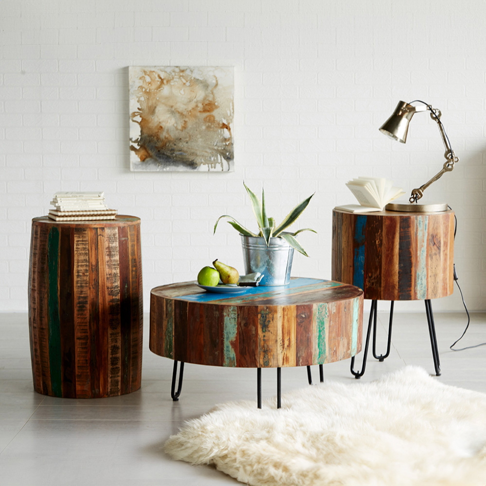 Brooklyn Camea Wooden Drum Side Table Image 4