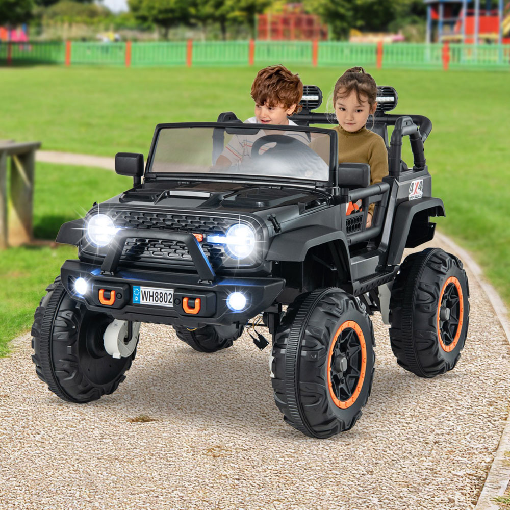 Costway 2 Seater Black Ride On Car with Remote Control and Horn Image 2