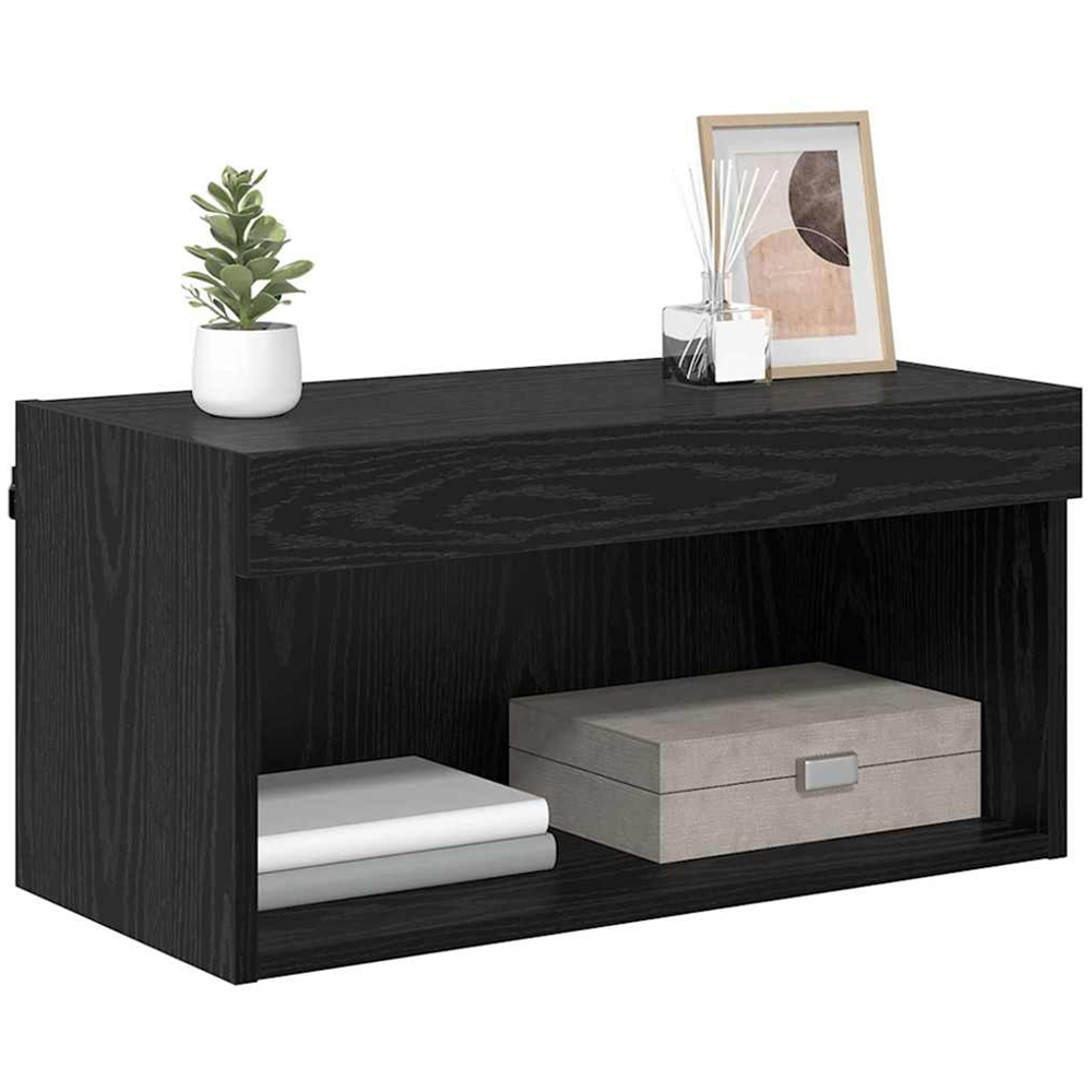 vidaXL Single Shelf Black Oak TV Cabinet with LED Lights Image 3