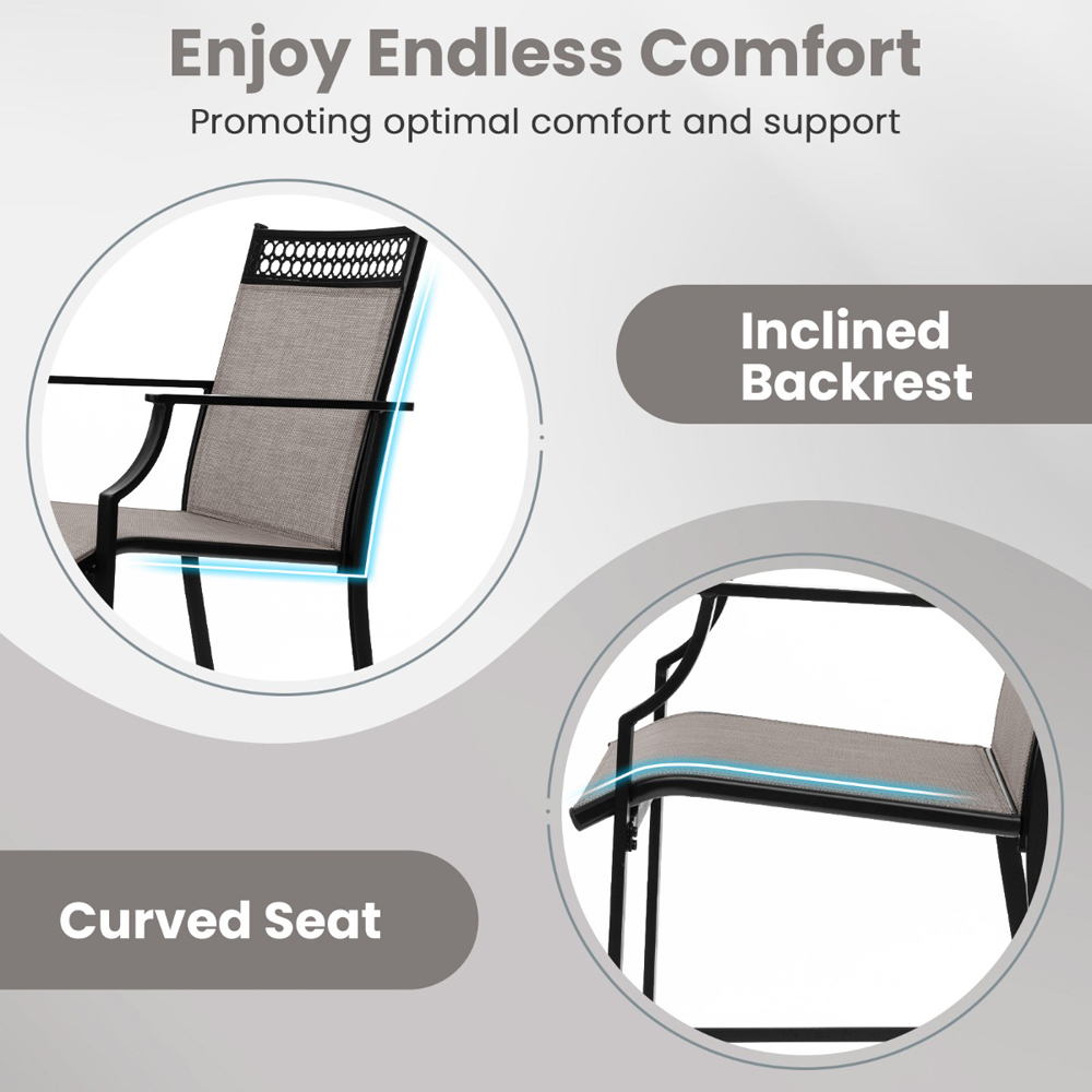 Costway Set of 2 Grey Outdoor Patio Chairs with Footrest Image 4