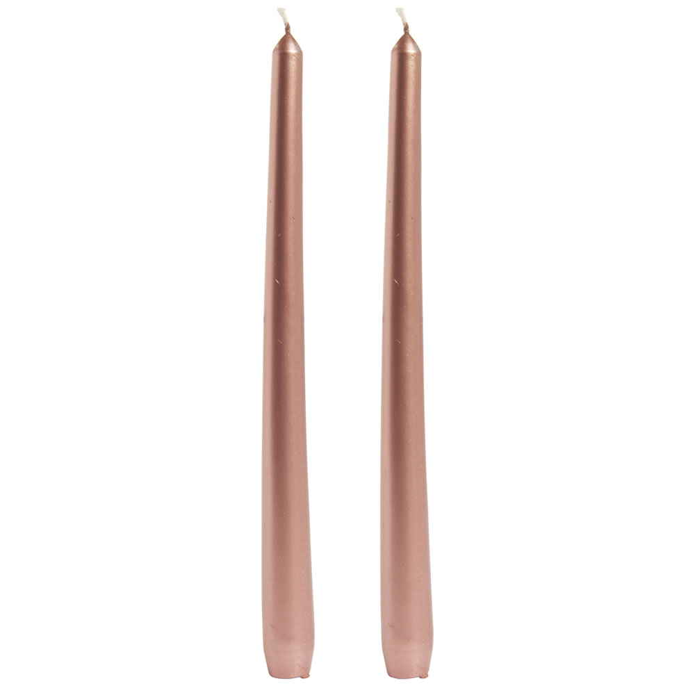 Wilko 2 pack Copper Taper Candles Image