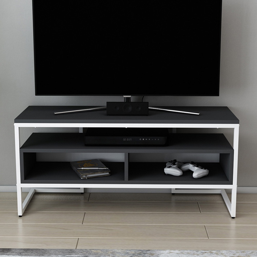 Decorotika Merrion 3 Shelf White and Anthracite TV Unit Image 1