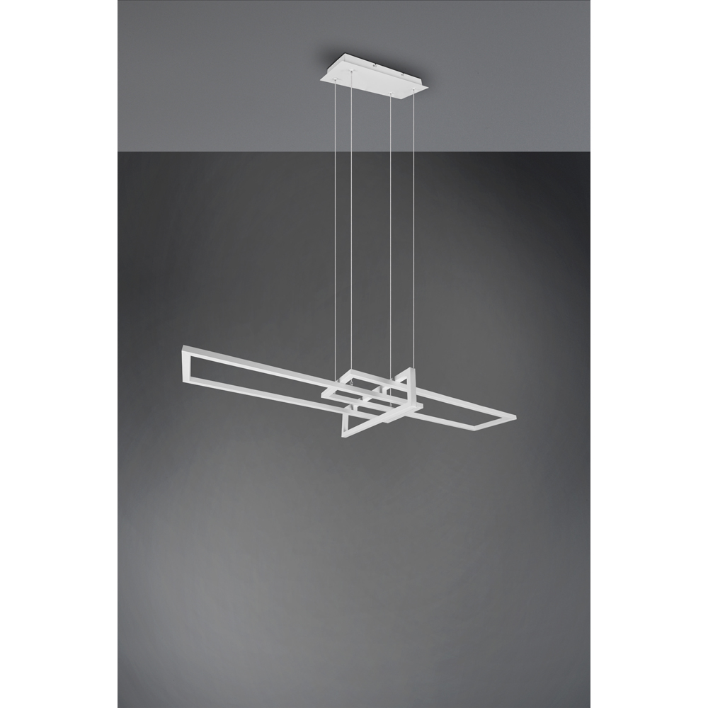 TRIO Salinas Matt White Rectangular LED Pendant Light Image 5