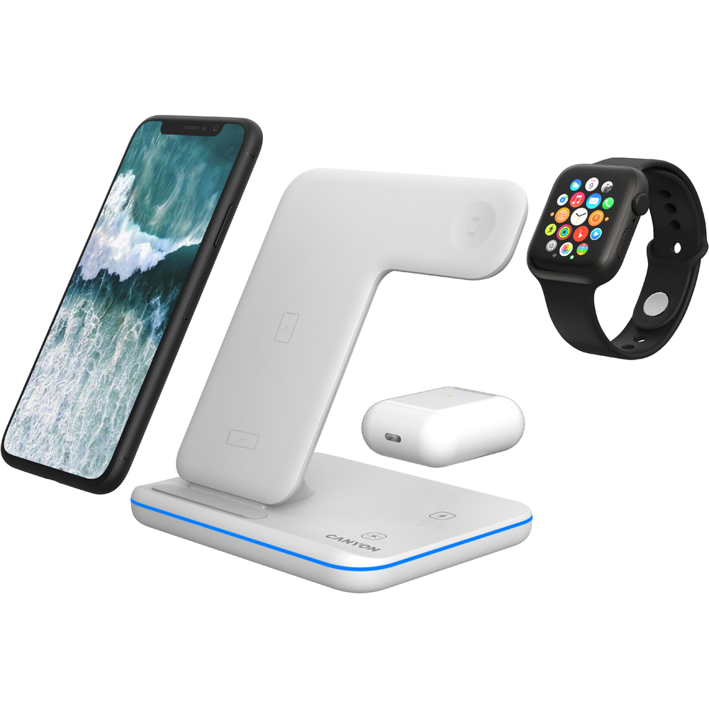 Canyon WS-303 3-in-1 White Wireless Charger 15W Image 5