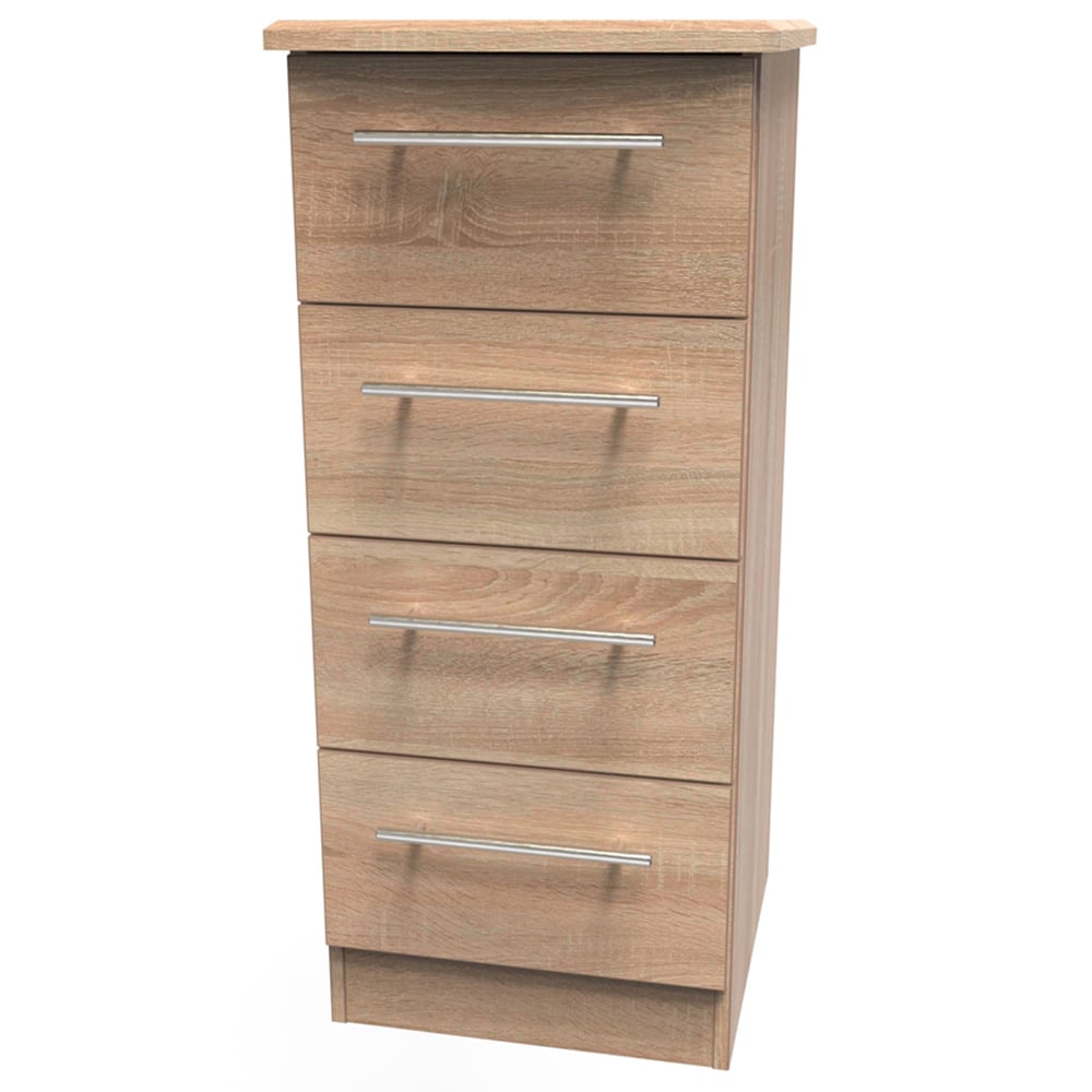 Crowndale Sherwood 4 Drawer Bardolino Oak Bedside Cabinet Image 4