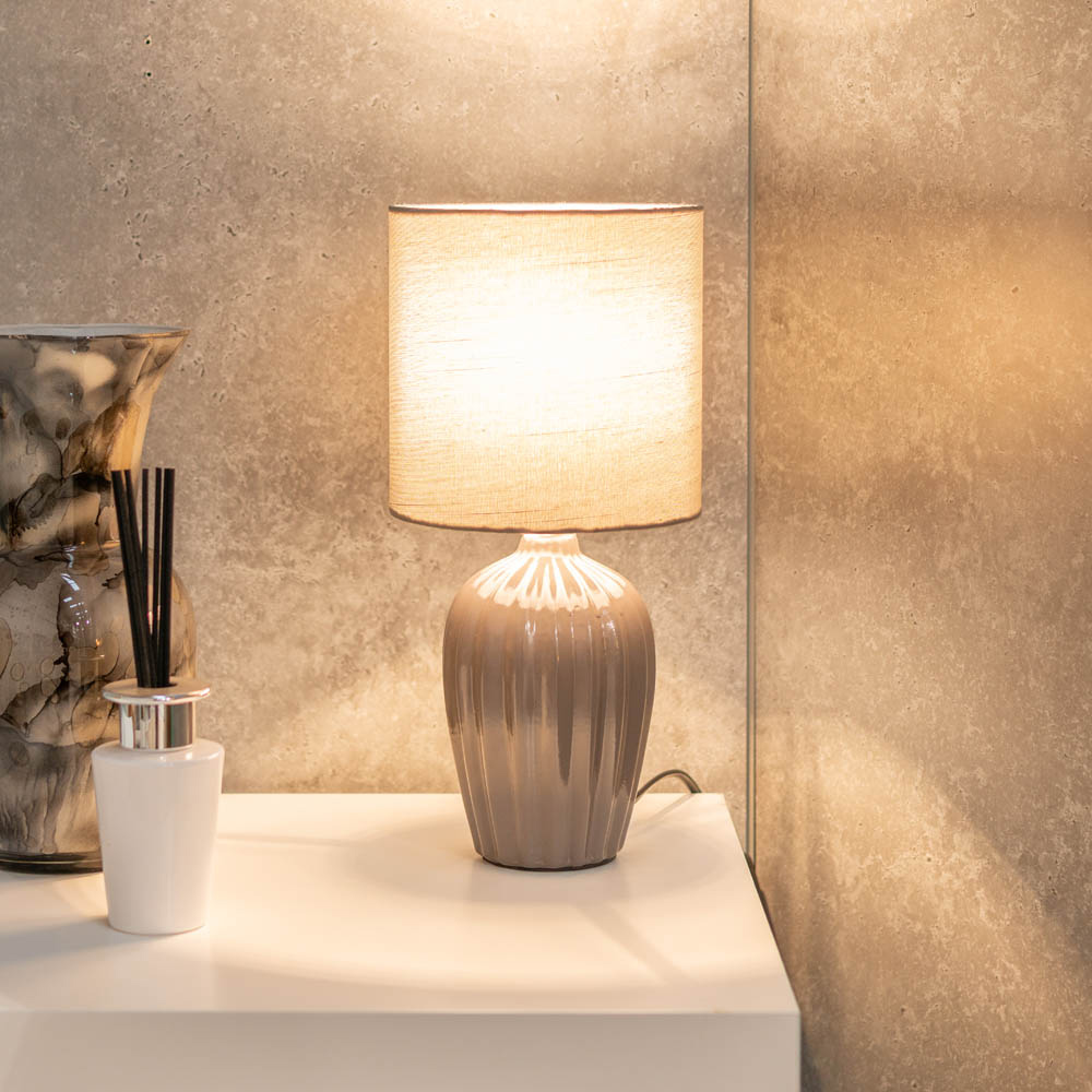 ValueLights Carbone Grey Shade Ceramic LED Table Lamp 2 Pack Image 2