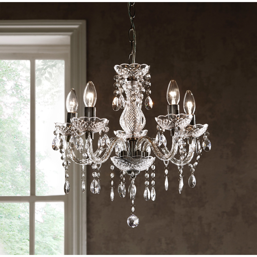 Kliving Tuscany 5 Light Clear Acrylic Droplets Ceiling Chandelier Image 3