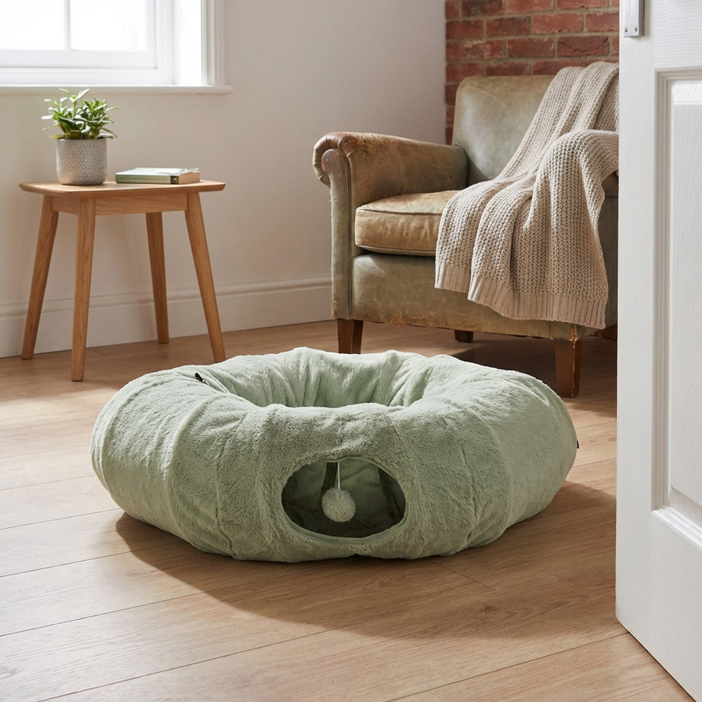 Cat Tunnel Bed Green Image 2