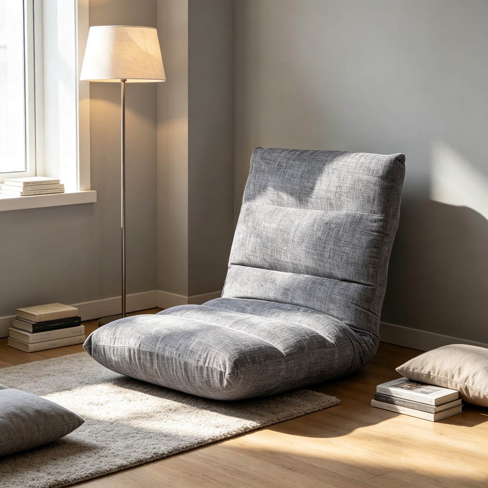 Living and Home Grey Chenille 14-Position Reclining Floor Chair Image 7