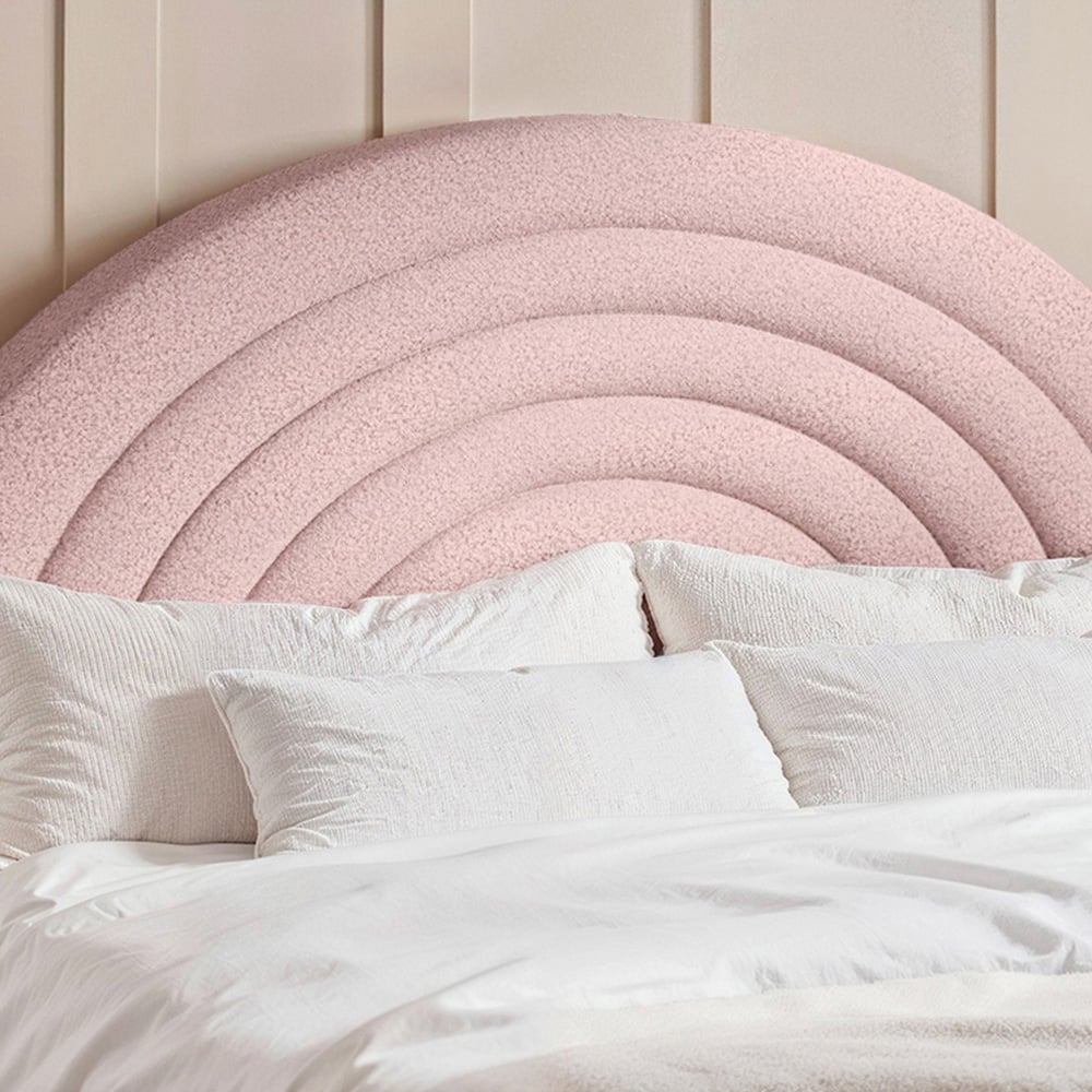 Flair Ava Double Pink Boucle Fabric Bed Image 2