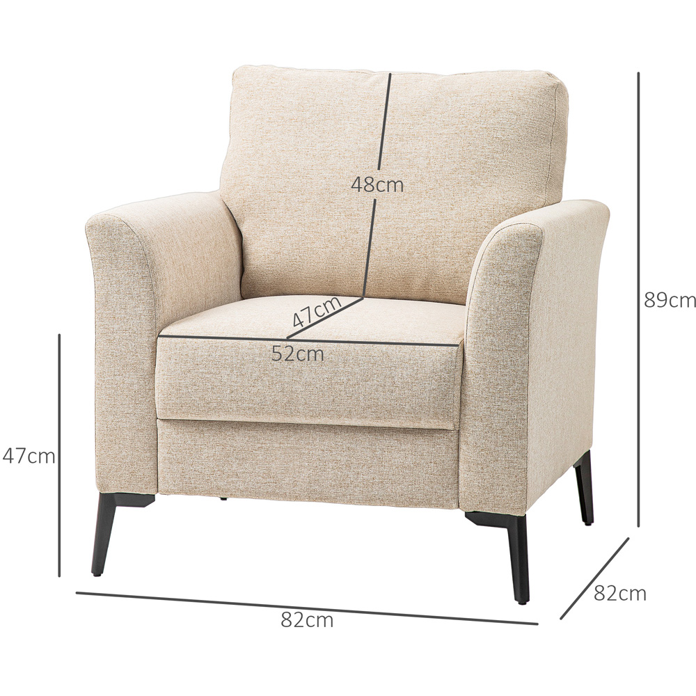 HOMCOM Modern Cream Linen Fabric Accent Chair Image 8