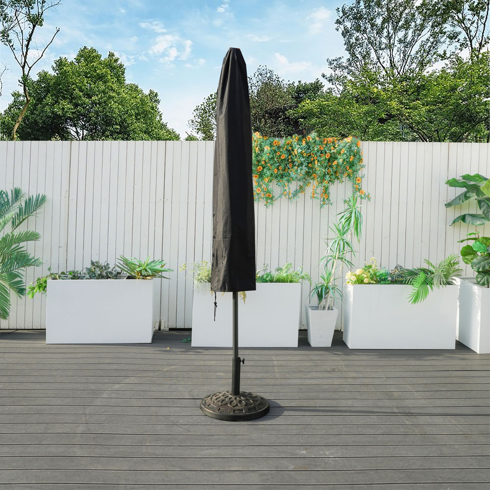 Direct Wicker Black Garden All Weather Parasol Cover Image 2